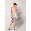 New ladies oversize V neck bat sleeve poncho beach cover up dress